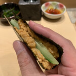 鮨 由う - プリン巻き（あん肝リゾット）