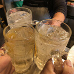 Kushi Katsu Okame - お店の方と、3人で乾杯！
