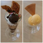 ポムの樹 - ベルギーチョコアイスのチョコトールパフェ　660円/バニラアイス　330円