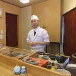 鮨おおね田 - 2012/04　店主の大根田さん。ミシュランひとつぼしオメデトウゴザイマス！