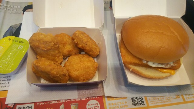 『フィレオフィッシュ+マックナゲット（5ピース・ハニーマスタード）290円+150円（各50円引きJ…