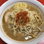 千里眼 - ラーメン 麺100g ヤサイ少な目・ショウガ・アブラちょっとのカラアゲ別皿で 780円