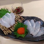 美魚美菜 立花 - ひらめの薄造り 750円