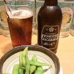 大衆酒場ナツメロ - お通し＆黒ホッピー