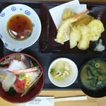 花食堂 - 海鮮丼天ぷら定食 820円