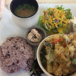 ima cafe - 今週のプレート 揚げ出し豆腐と魚貝のかきあげ¥1080-ドリンク付き