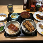 Fuku sen - ハーフセット（鰻＋焼き鳥）、鴨、肝、上新香、おろしなめこ