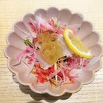 象印食堂 - 刺身　昆布〆鯛と季節野菜のジュレかけ