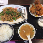 餃子酒場 豊葉 - ランチ定食Ａ 豚肉細切とニンニク芽の醤油炒め
