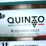 Trattoria QUINTO - エレベーター前のお店看板