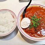 蒙古タンメン中本 - 爆々麺770円+ゆで玉子[ｸｰﾎﾟﾝ]+半ライス130円、締めて900円(税込)