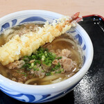 おうどん 瀬戸晴れ - スタミナうどん（肉うどん+えび天）