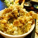 そば処 よしぶ - 2019年10月　よしぶの天丼。まいたけがうまい！和歌山にはないな～