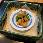 菜の花と大船煮(鮑と大豆を食べに伺いました一緒に煮たもの)