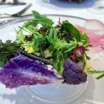 ウシマル - 自家菜園の野菜サラダ
      新鮮な野菜は味が濃くて、あれこれ手を加えなくても美味しい♡