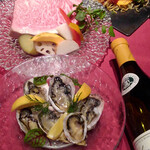 鉄板焼 蓮 - 広島堪能コースでストライプオイスターを！