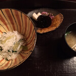 奈良 而今 - あゆの稚魚と氷魚と若ごぼうのご飯