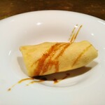 シャテーニュ - デザート　焼き立てクレープ　南瓜のチーズケーキ　カスタードクリーム　金柑のコンポート