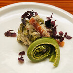 木山 - 金時人参と堀川牛蒡の白和え　コゴミ　赤紫蘇