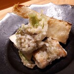 麻布 和敬 - 筍　蕗の薹　煮穴子チーズの天ぷら