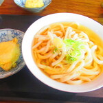 Teuchi Sanuki Udon Kouka - 冷やし掛け・麺１．５玉　４５０円（税込）と玉葱天　５０円（税込）【２０２０年２月】