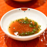 てんぷら 深町 - ポン酢：河豚の白子に。