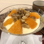 日本料理 久丹 - デザートの瀬戸ほのかと金柑とクルミ