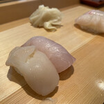 新宿栄寿司 - ほたて、カンパチ