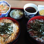 そば処 吉ろべ衛 - カツ丼(海苔の不必要な方は告げないとこうなります)とざる蕎麦