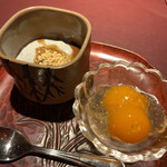 赤坂 渡なべ - 甘味：黒ゴマのムース　黒蜜きなこ　金柑ジュレ