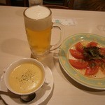 生ビール（440円）とチャオセット（500円）