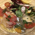 ブラチェリア デリツィオーゾ イタリア - 五種のカルパッチョ
            ツブ貝、アワビ、キビナゴ、ヒラマサ、マグロ