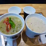 Soup Stock Tokyo - 左は何かのスープで、右はお粥です