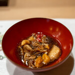 うを徳 - 2020.2 富津天然トラフグの皮・浜中バフンウニ・松輪メヌケの煮凝り冷製椀