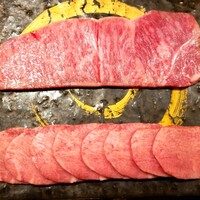 東京肉しゃぶ家 - 但馬太田牛サーロイン大判65g.牛タン特製80g