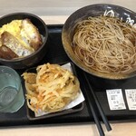 ゆで太郎 - ミニかつ丼セット 690円税込 + かき揚げ 100円税込