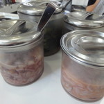 天麩羅処ひらお - 食べ放題の塩辛やお新香達