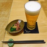 天ぷら処 こさか - 生ビール ＆ お通し