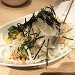 天菜 - 大根と水菜の黒酢ドレッシングのサラダ