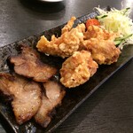 広東酒家結 - R.1.12.28.夜 ちょい飲みセット(焼豚・若鶏の唐揚・ドリンク) 500円税別