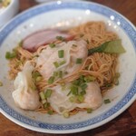 香港麺 新記 - エビ入りワンタン汁なし麺
