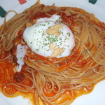 ナポリ食堂 まかない亭 名取店 - トマト+温泉卵のスパゲティ