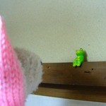 かえるcafe - 鏡の前と棚のところに、かえるの置物があるんだよ。ちびつぬ「かえるさん～！」