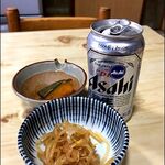 丸はし - 缶ビール、おとおし