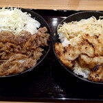 カルビ丼とスン豆腐専門店 韓丼 - カルビ丼＆上てっちゃん丼  （両方ネギ抜き）