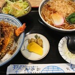 福寿庵 - 天丼セット(温たぬき)1100円(税込)