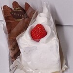 不二家 - プレミアムショートケーキ（国産苺）、チョコ生ケーキ