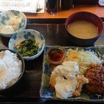 宮園 - 宮園定食(ハンバーグとチキン南蛮)