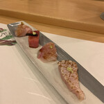 割烹 一楓 - お造り：平目　カンパチ　本マグロ　鰆の炙り 平目とカンパチが好み。本マグロも美味しい。ここから日本酒に。