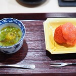 津の守坂 小柴 - 甘味　抹茶と小豆のクレームブリュレ　特大あまおう